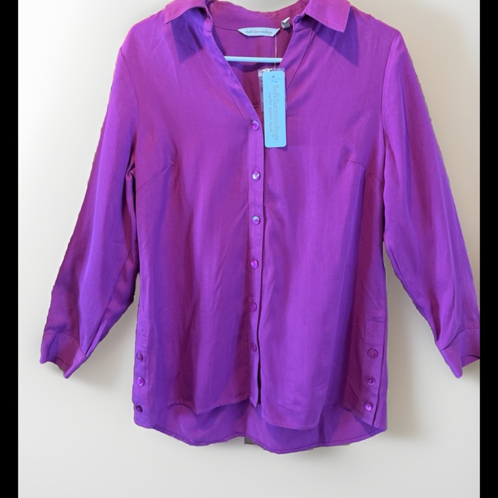 Soft Surroundings Purple Button-Front Blouse NWT - image 1